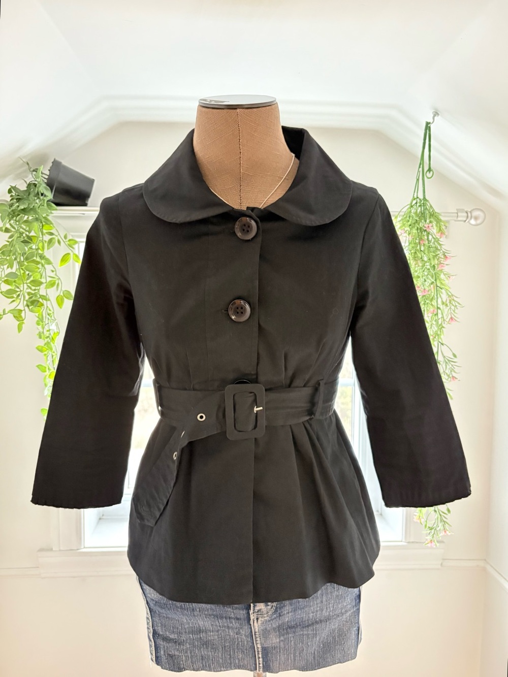 Costa Black Belted Trench Coat